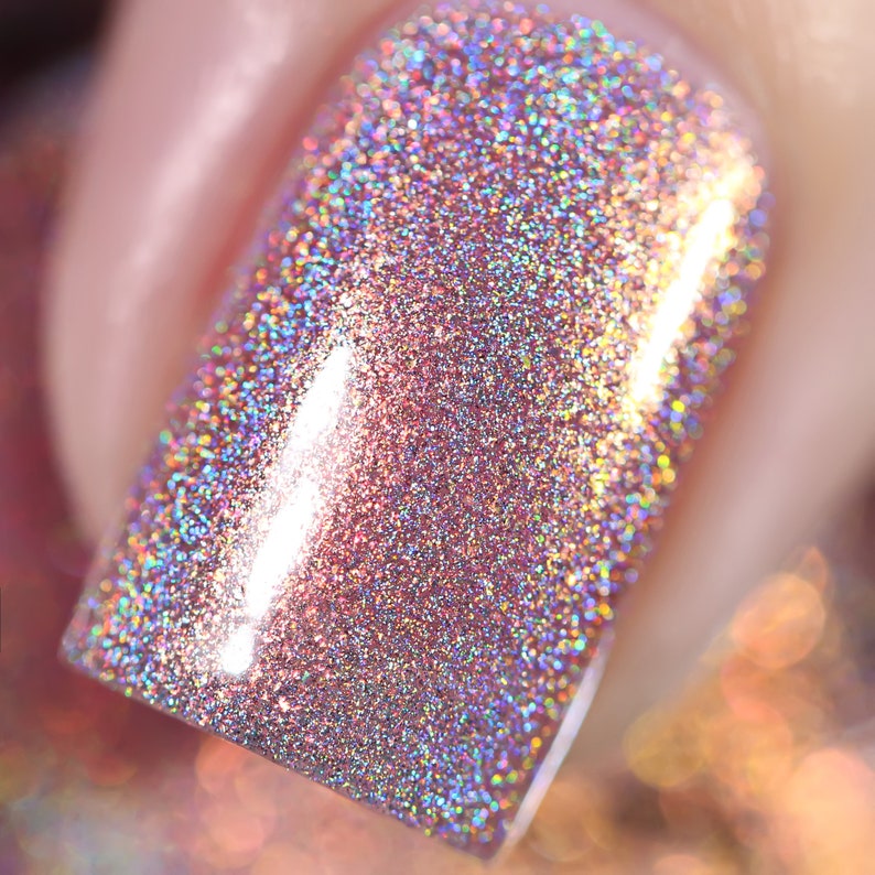 Morning Rays Mauve Pink Holographic Shimmer Nail Polish image 6