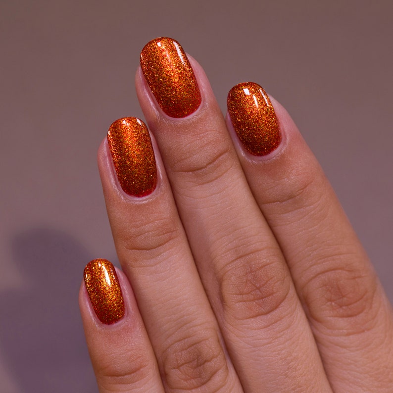 Pumpkin Patch Vivid Burnt Orange Shimmer Nail Polish image 5