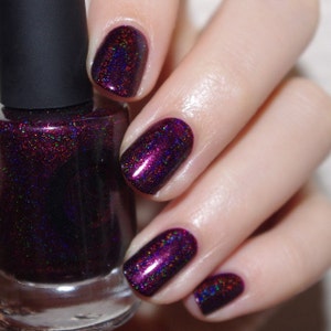 Black Orchid Deep Burgundy / Plum Vampy Holographic Nail Polish image 5