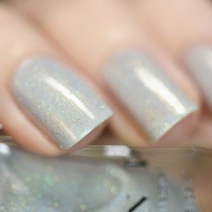 Paper Route Light Grey Holographic Nail Polish image 1