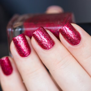 Cherry Luxe Rich Red Holographic Nail Polish image 5