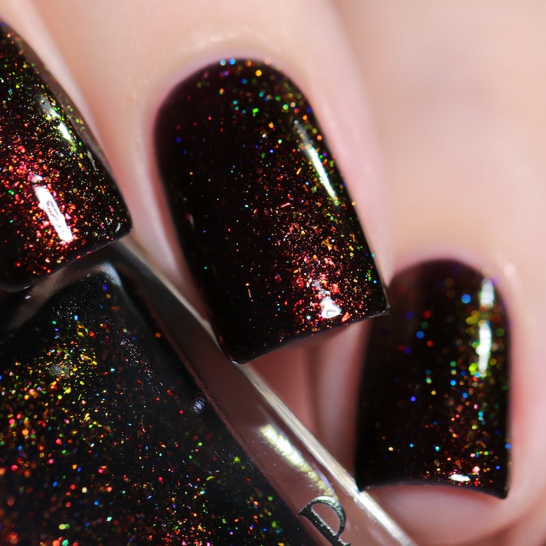 Underground Deep Black Holographic Shimmer Jelly Nail Polish image 1