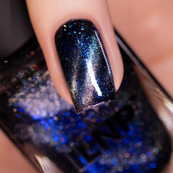 Darkest Hour - Black-based Blue Magnetic Shimmer Nail Polish - Etsy