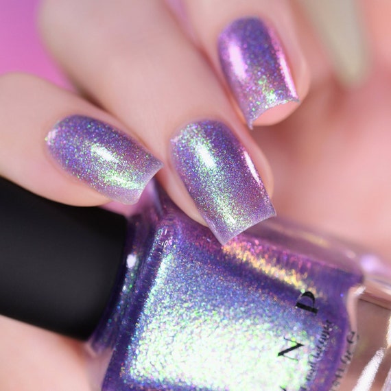 Drive in Iridescent Deep Purple Holographic Jelly Nail Polish