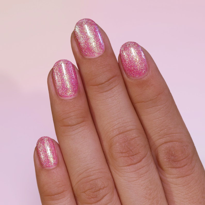 Pixie Party Vernis à ongles gelée holographique rose lumineux image 5
