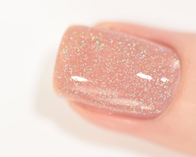 Sandy Baby Peach Beige Holographic Sheer Jelly Nail Polish image 4