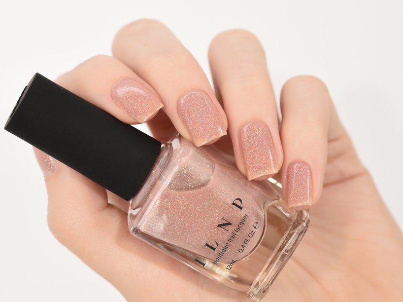 Sandy Baby Peach Beige Holographic Sheer Jelly Nail Polish image 3