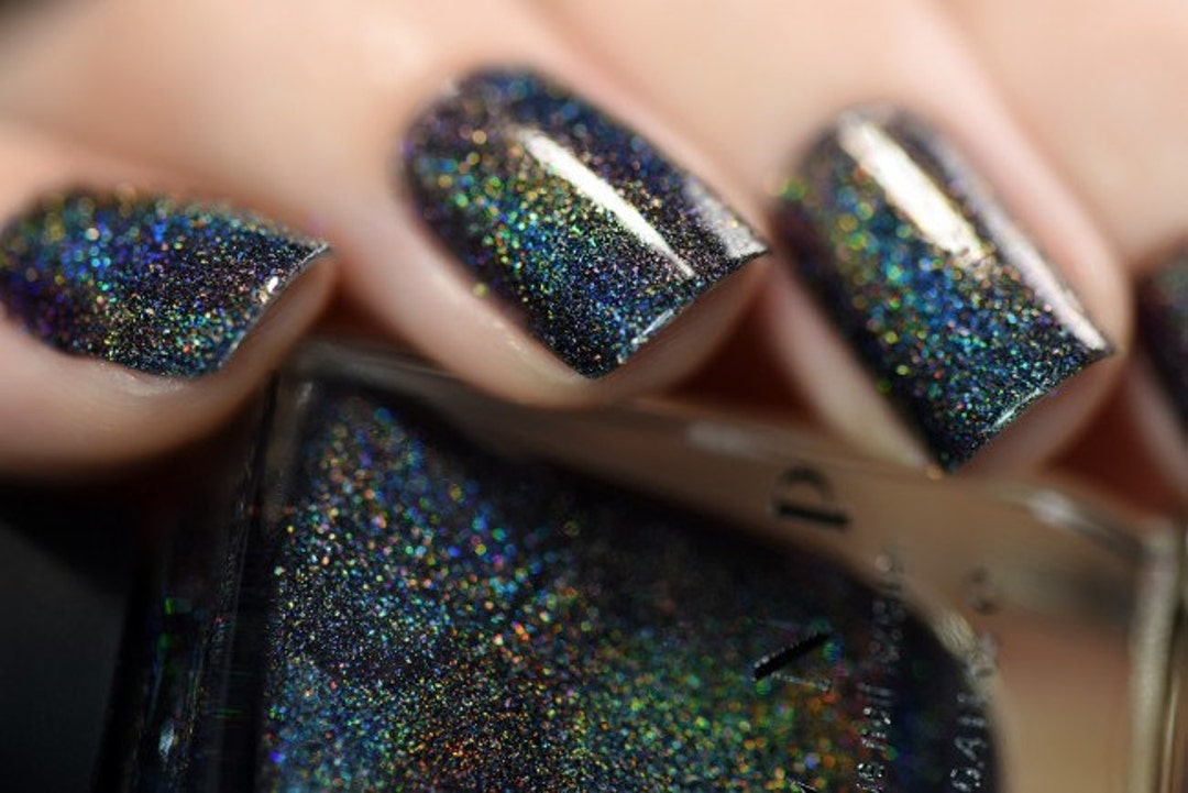 Missed Calls Black Holographic Nail Polish