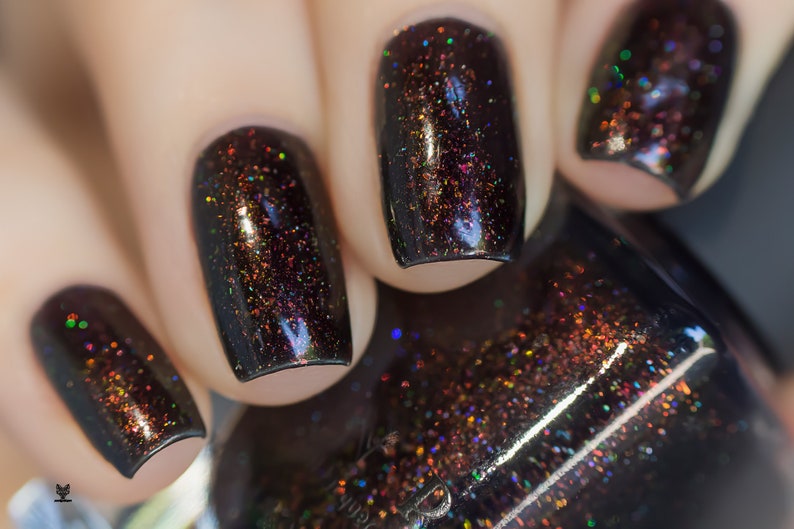 Underground Deep Black Holographic Shimmer Jelly Nail Polish image 10