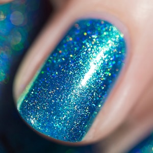 High Tide Bright Blue Green Holographic Nail Polish image 1