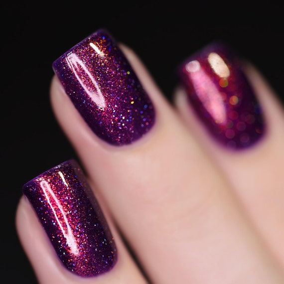 Ava Vivid Violet Holographic Nail Polish Etsy