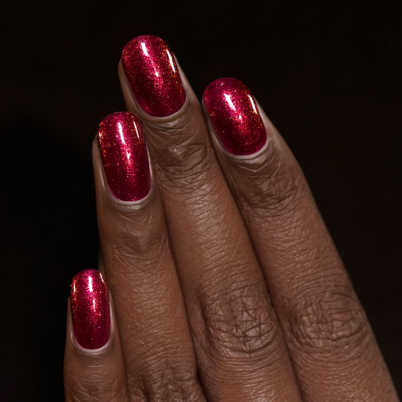 Ruby Vibrant Red Shimmer Nail Polish image 5