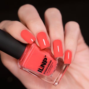 Summer Warm Neon Coral Pink Cream Nail Polish image 3