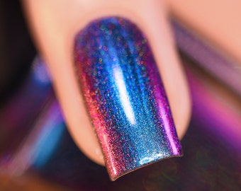 Birefringence (H) - Blue, Purple, Red, Orange, Yellow, Green Color Shifting Ultra Chrome Holographic Nail Polish