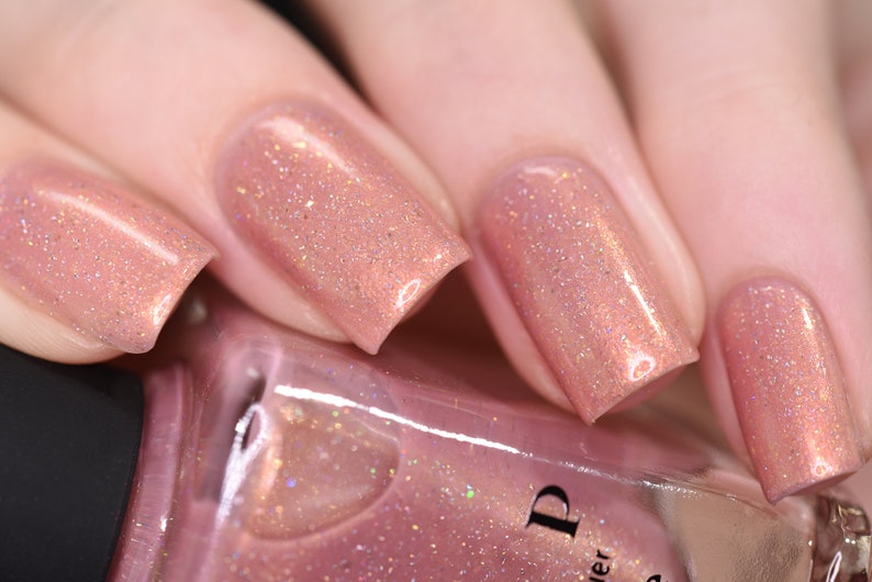 Bliss Soft Pink Holographic Nail Polish image 5