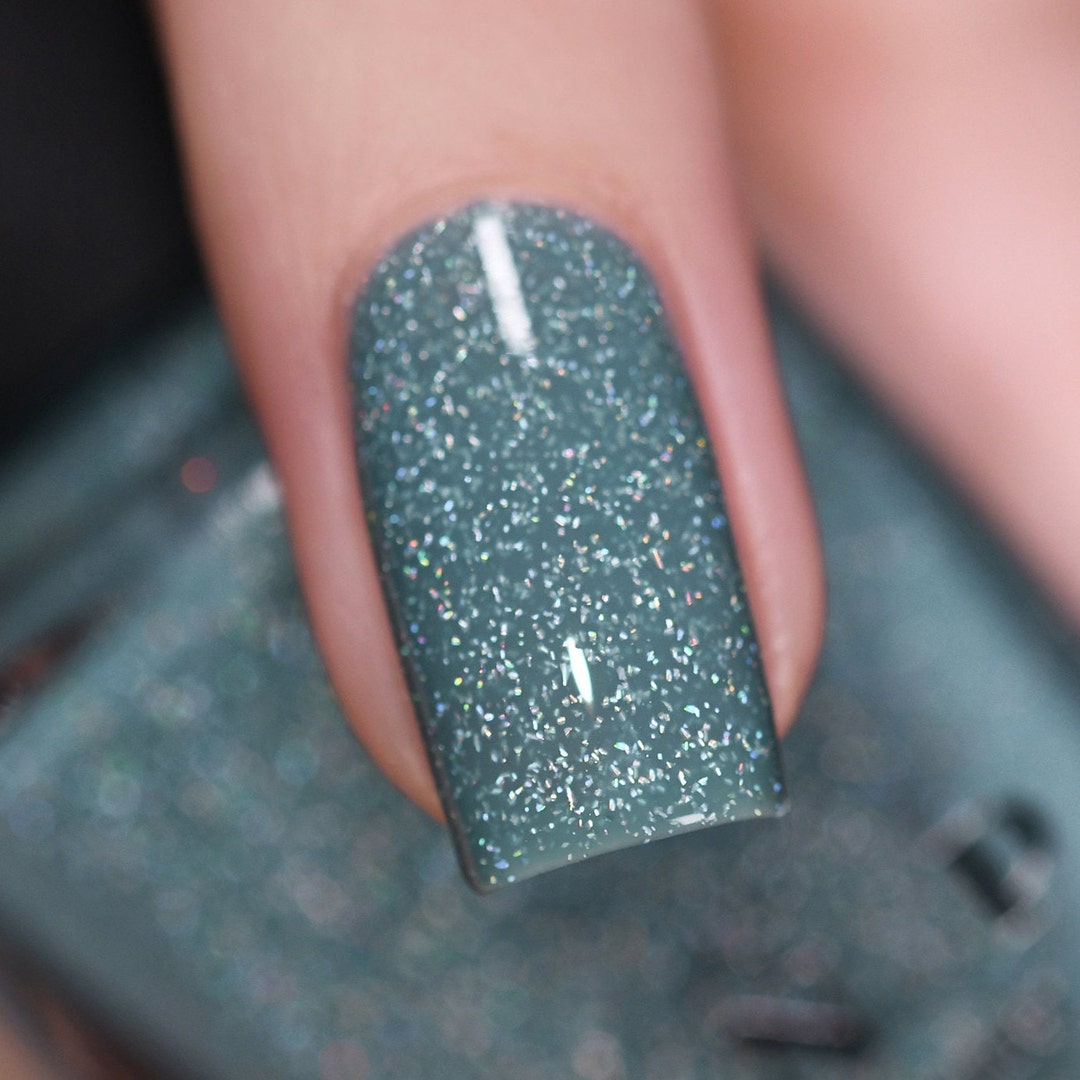 Aspen Muted Turquoise Blue Holographic Jelly Nail Polish Etsy