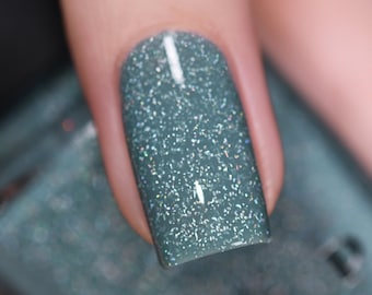 Aspen - Muted Turquoise Blue Holographic Jelly Nail Polish