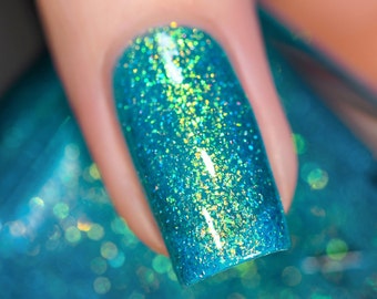 Blue Lagoon - Shimmering Teal Holographic Jelly Nail Polish