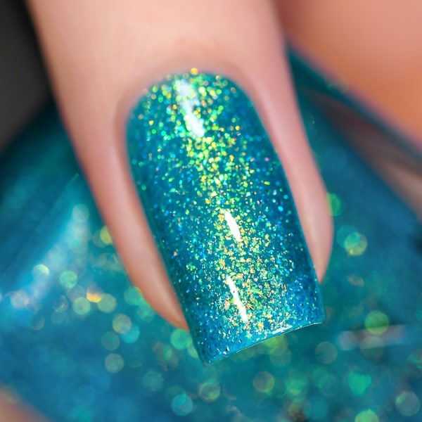 Blue Lagoon - Shimmering Teal Holographic Jelly Nail Polish