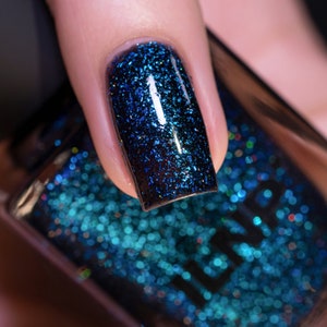 Lured - Blackened Teal Holographic Jelly Nail Polish