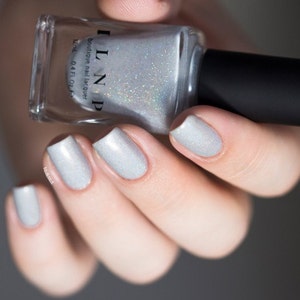 Paper Route Light Grey Holographic Nail Polish image 4