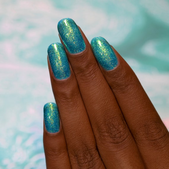Ocean Eyes - Neon Teal Blue Creme Nail Polish by BLUSH Lacquers  blushlacquers.com