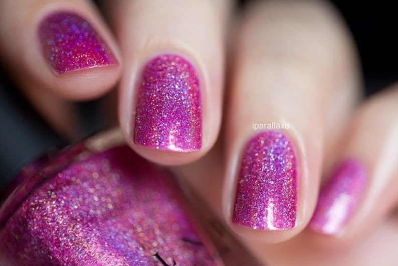 Paige Berry Pink Holographic Nail Polish image 4