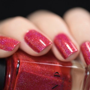 Closure Apple Red Holographic Nail Polish image 3