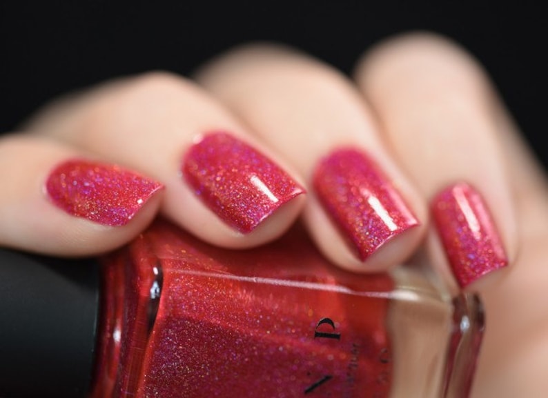 Closure Apple Red Holographic Nail Polish image 3