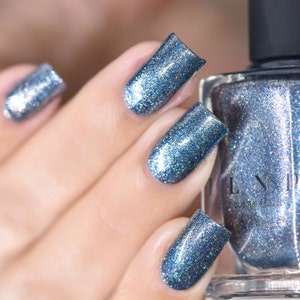 Arctic Lights Icy Blue Holographic Metallic Nail Polish image 5