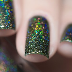 Ski Lodge - Deep Mossy Green Holographic Nail Polish