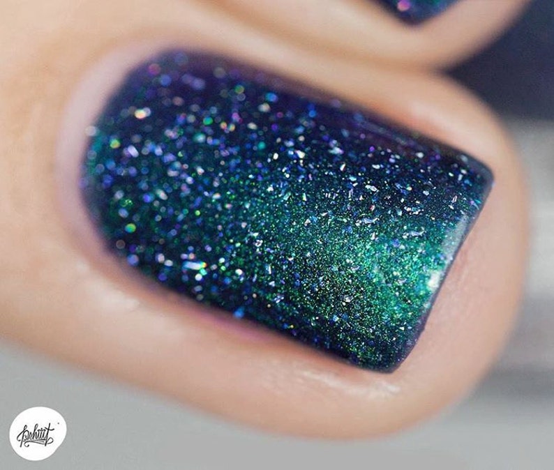 Interstellar Navy, Teal, Purple Holographic Nail Polish image 4