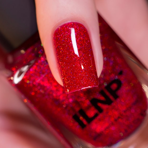 Say Love Ruby Red Holographic Nail Polish Etsy Uk