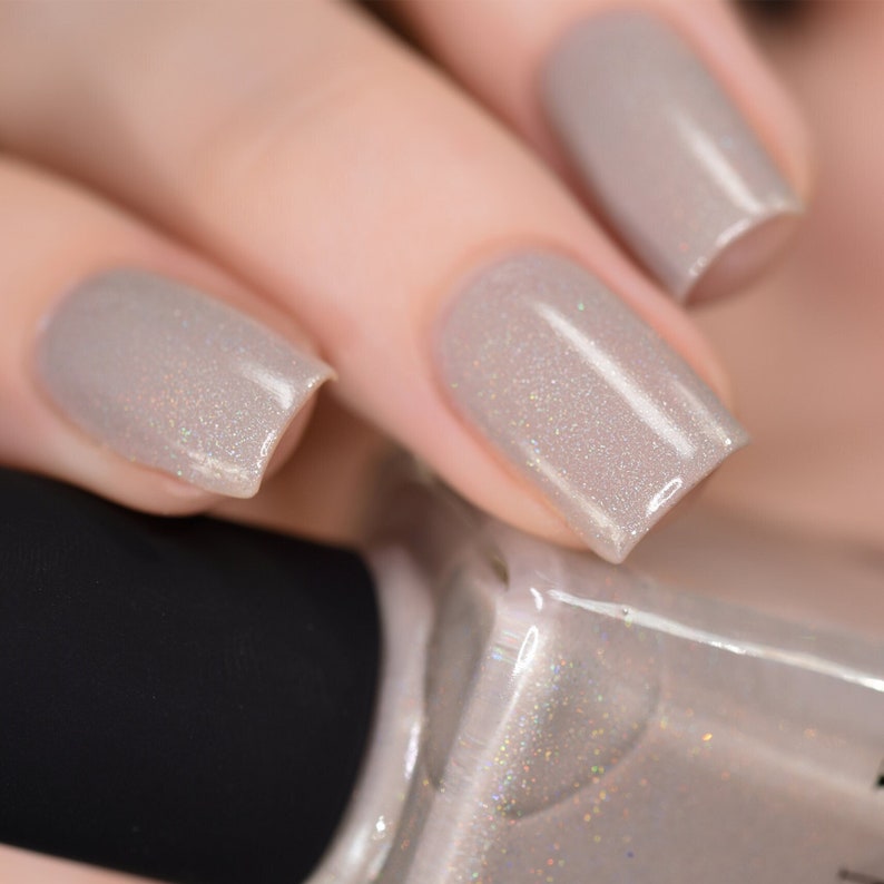 Set In Stone Creamy Greige Holographic Nail Polish image 1