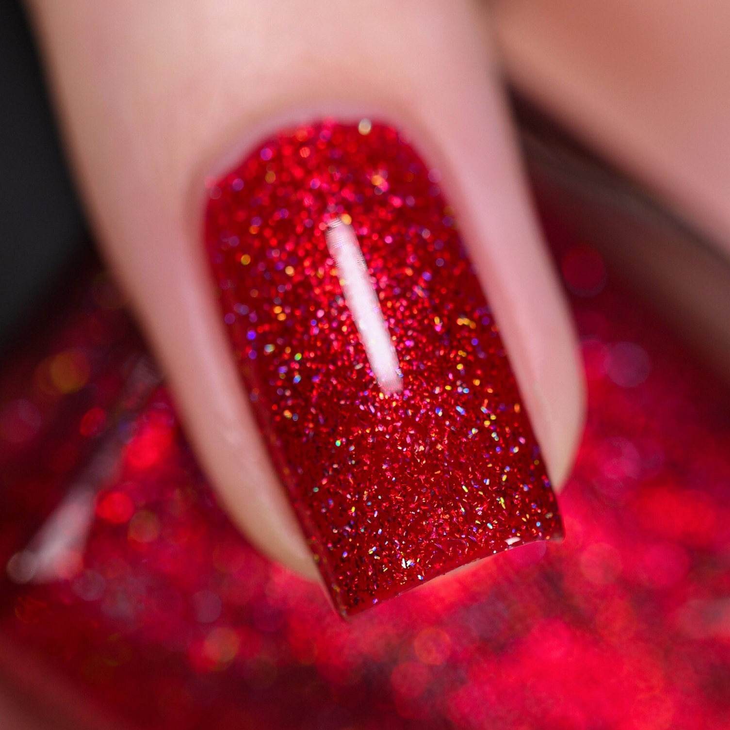 Say Love Ruby Red Holographic Nail Polish Etsy