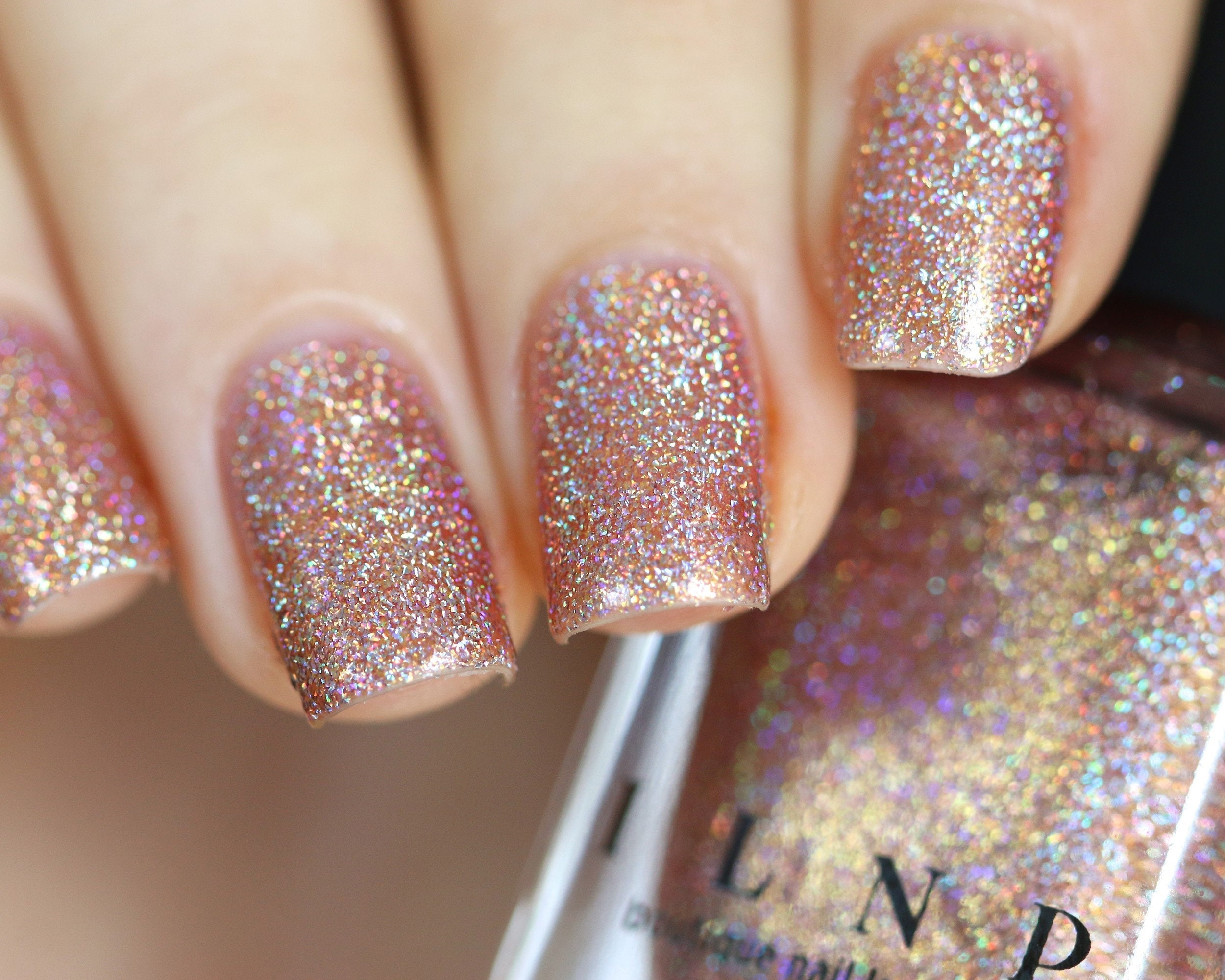 Designer Nail Art Glitter - Holographic Gold LV