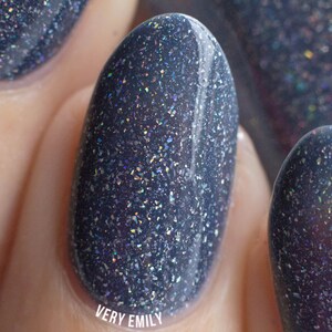 Industrial Park Neutral Denim Blue Holographic Sheer Jelly Nail Polish image 5