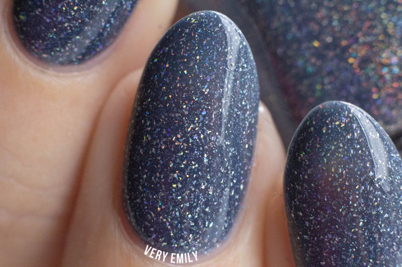 Industrial Park Neutral Denim Blue Holographic Sheer Jelly Nail Polish image 5