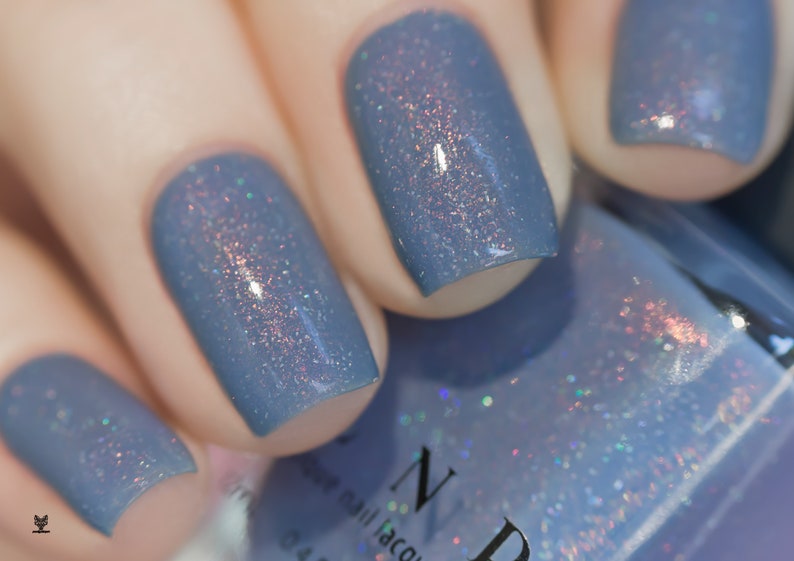 Dusk To Dawn Dusky Blue Holographic Nail Polish image 9