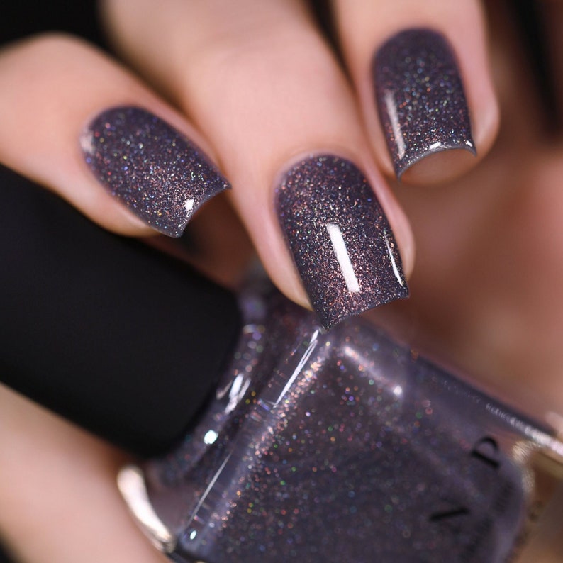 Chateau Charcoal Grey Holographic Shimmer Nail Polish image 1