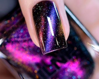 High Roller - Black-Based Purple Magnetic Holographic Nail Polish