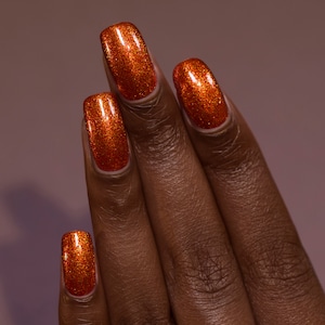 Pumpkin Patch Vivid Burnt Orange Shimmer Nail Polish image 4