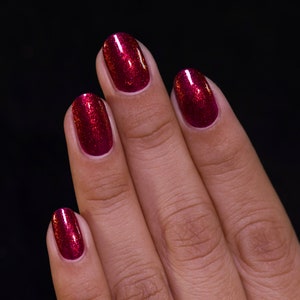 Ruby Vibrant Red Shimmer Nail Polish image 4