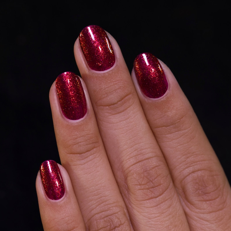 Ruby Vibrant Red Shimmer Nail Polish image 4