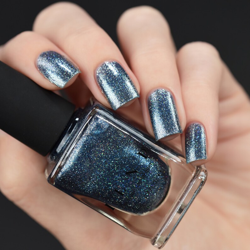 Arctic Lights Icy Blue Holographic Metallic Nail Polish image 3