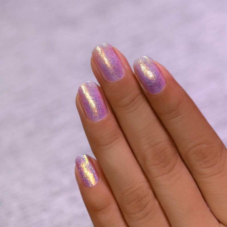 Downtown Iridescent Purple Holographic Jelly Nail Polish image 5