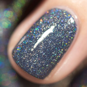 Industrial Park Neutral Denim Blue Holographic Sheer Jelly Nail Polish image 1