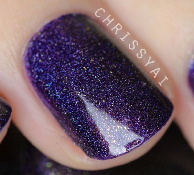 Deep Eggplant Purple Gold Holographic Nail Etsy