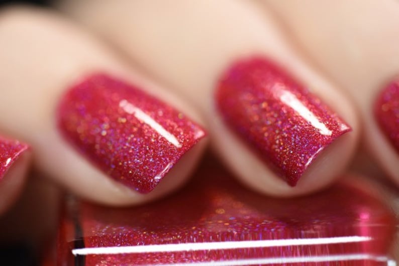 Closure Apple Red Holographic Nail Polish image 4