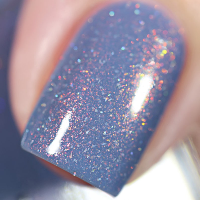 Dusk To Dawn Dusky Blue Holographic Nail Polish image 5